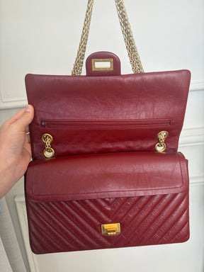 Chanel Maroon Quilted Leather 2.55 Reissue Medium Double Flap Bag