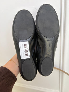 Gianvito Rossi Black Patent Leather Ballet Flats, 37.5