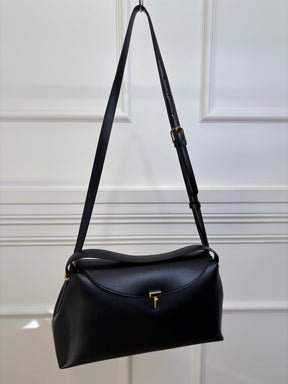 Totême Black Leather T Lock Shoulder Bag