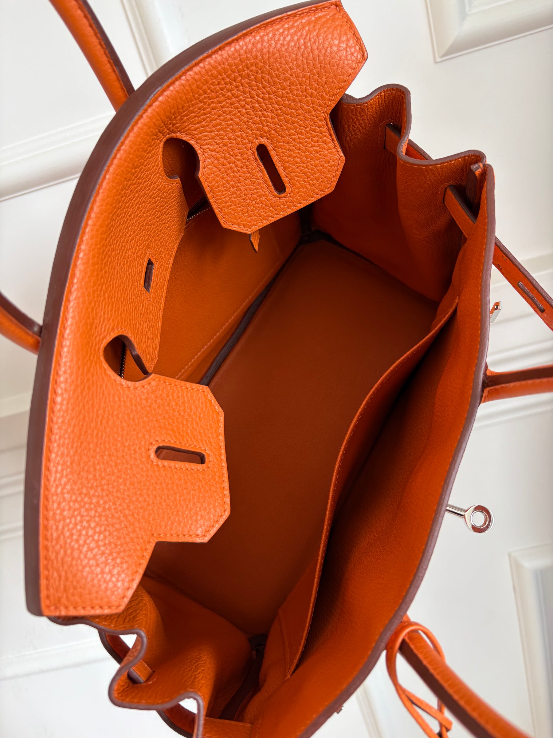 Hermès Birkin 30 Orange Taurillon Clemence Leather With Paladium Hardware