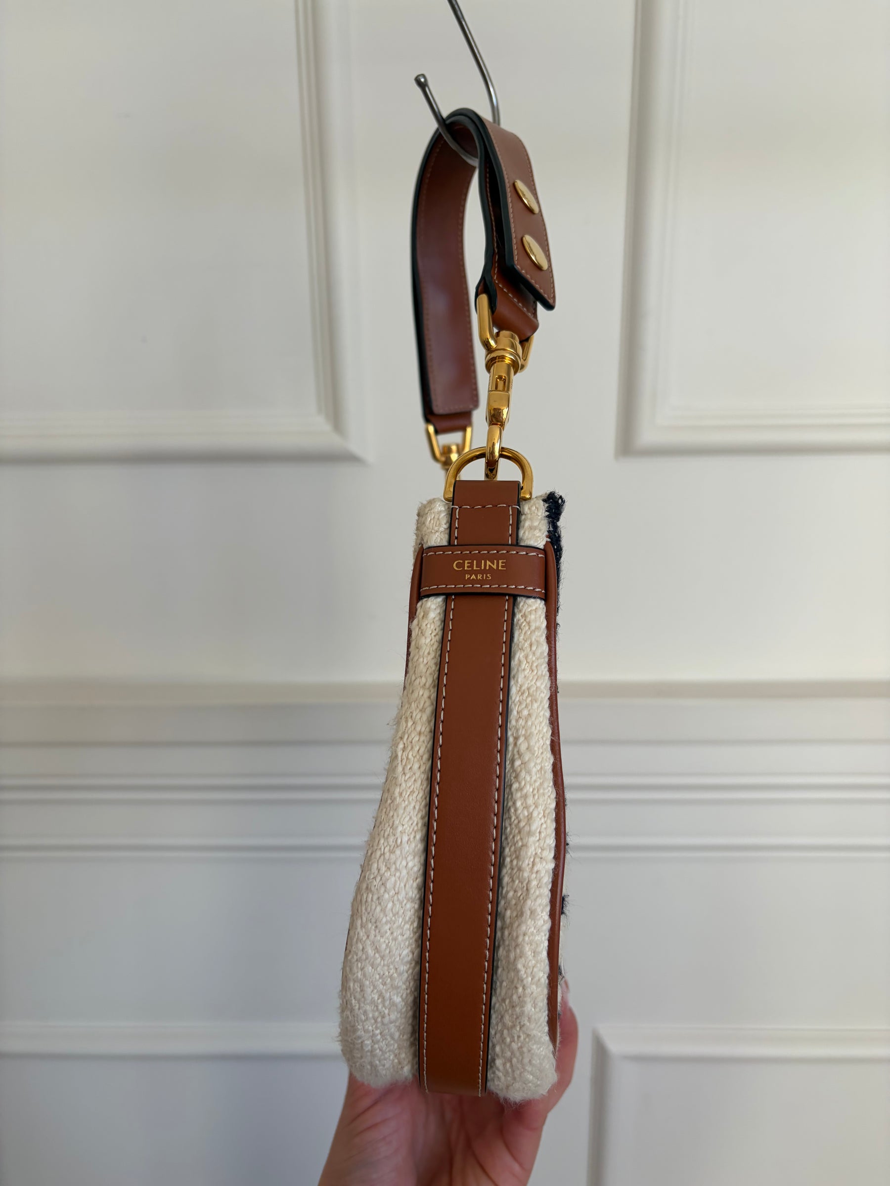 Celine Logo Ava Bag Cream Black