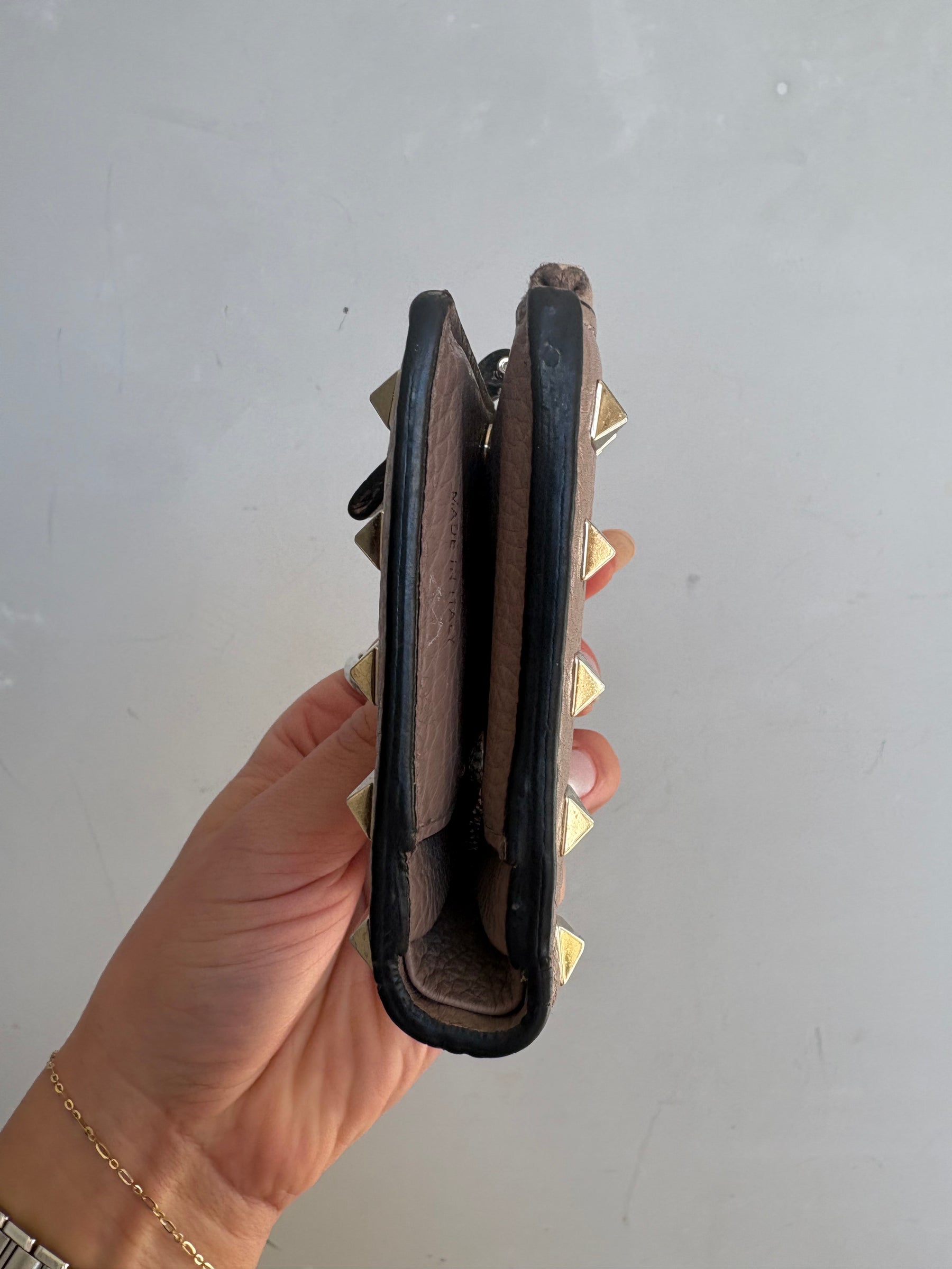 Valentino Rose Poudre Rockstud Flap Wallet
