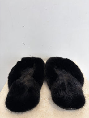 Saint Laurent Mink Flip Flop Sandals Black, 40