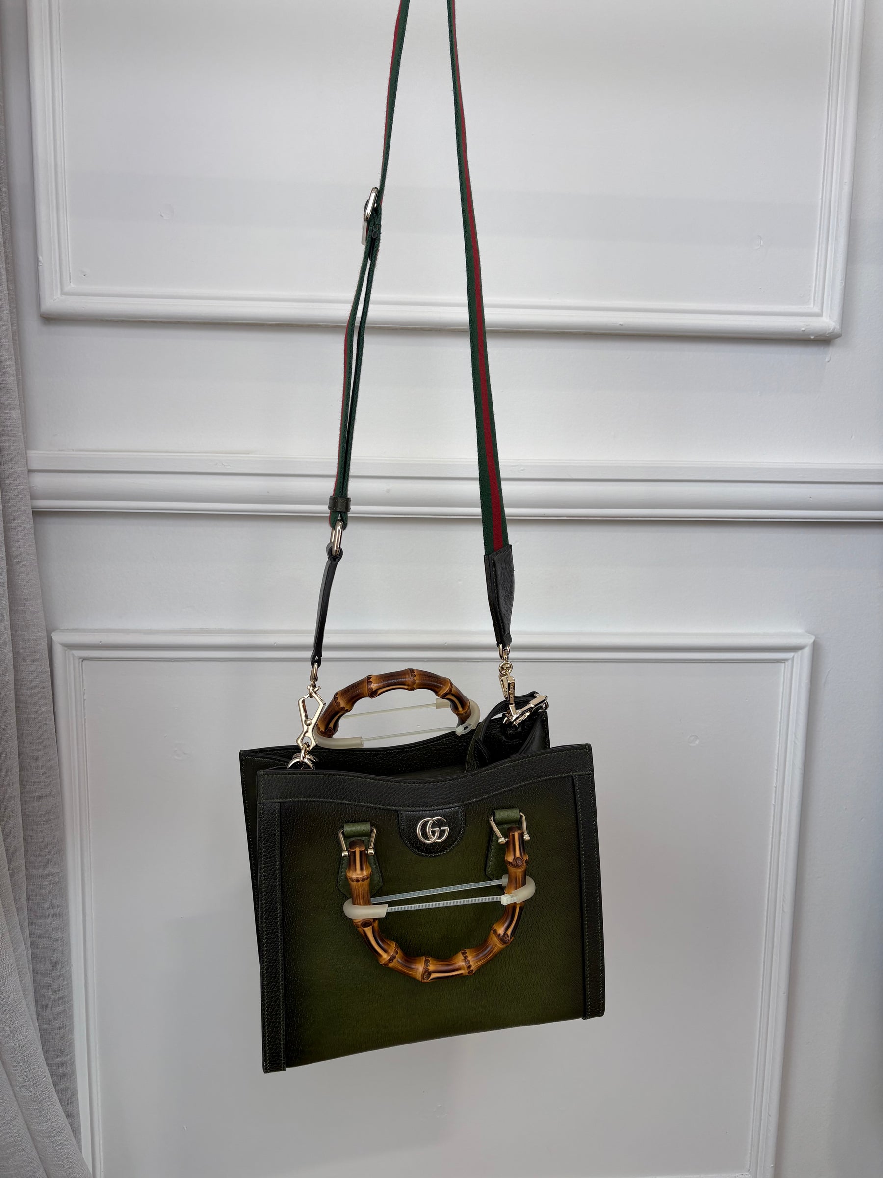 Gucci Ombre Green Leather Small Diana Tote
