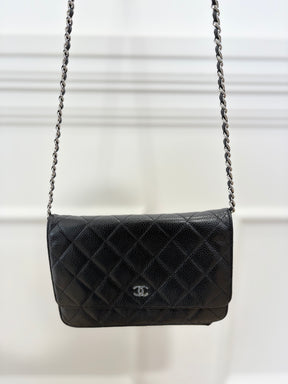 Chanel Black Caviar Leather WOC with Silver Hardware