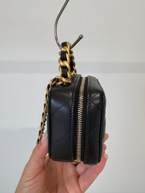 Chanel Black Lambskin Mini Top Handle Vanity Case