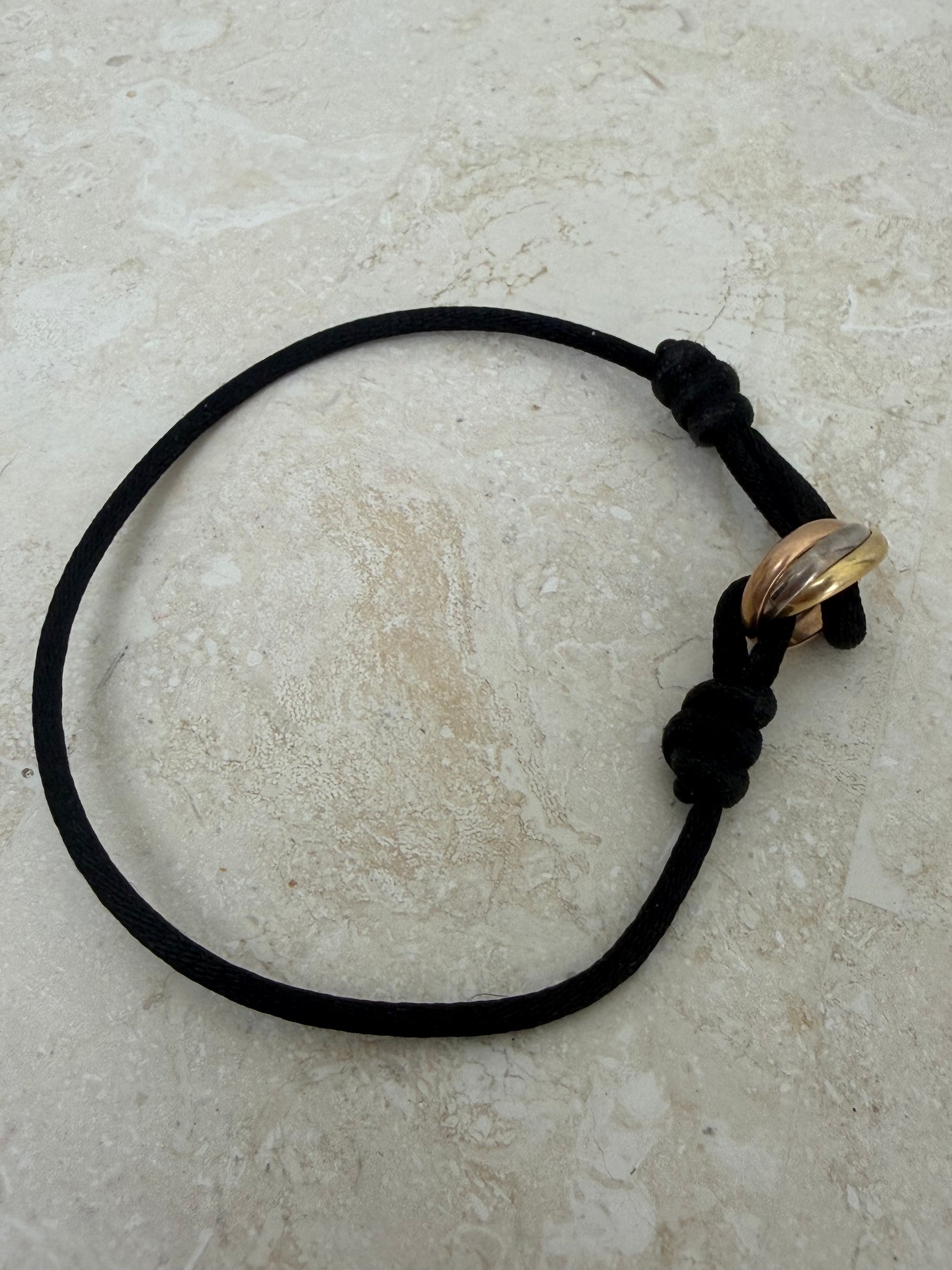 Cartier Black Silk Cord Trinity Bracelet