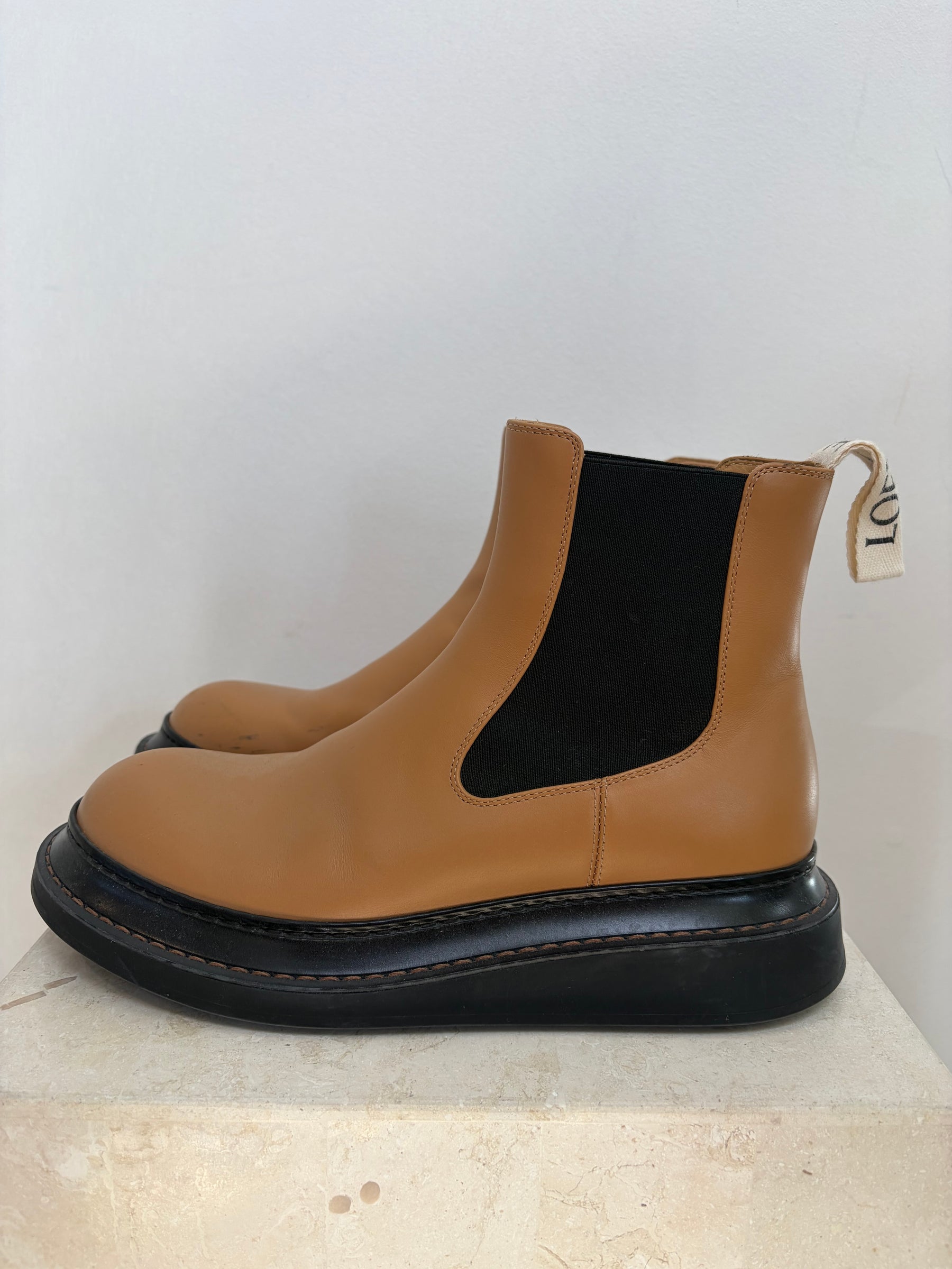 Loewe Tan Leather Ankle Boots, 38
