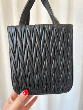 Miu Miu Black Matelasse Mini Crystal Chain Tote Bag