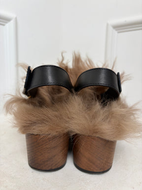 Gucci Amstel Fur Clogs Black, 38.5
