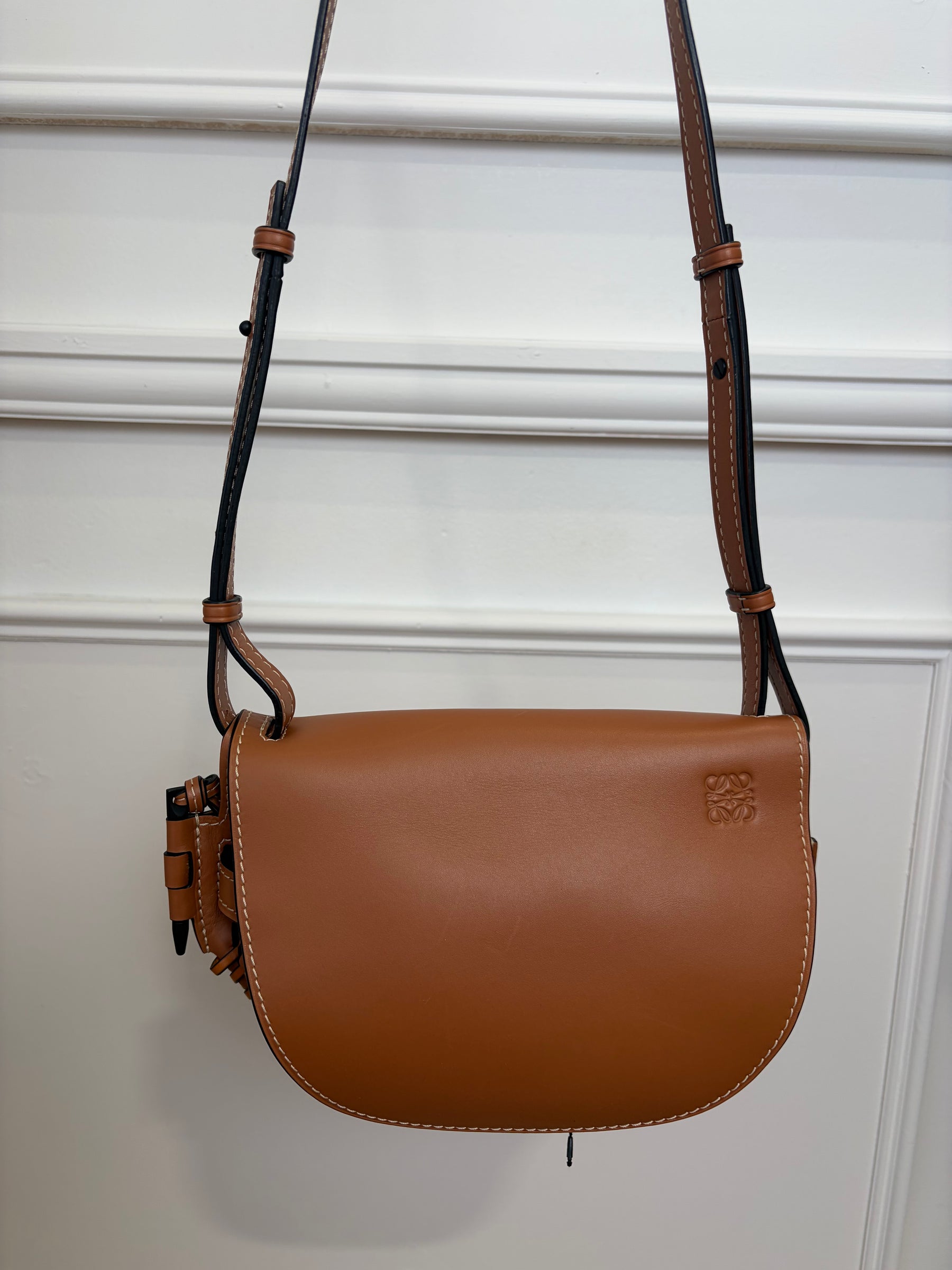 Loewe Tan Woven Leather Gate Bag