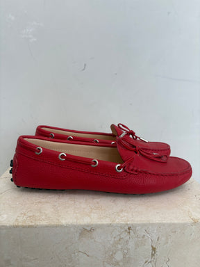 Tod's Red Leather Driving Shoe, 36.5