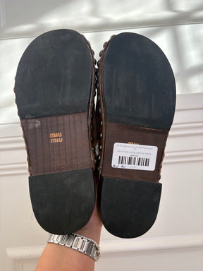 Miu Miu Suede Clogs With Shearling Trim In Cocoa, 37