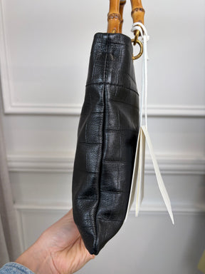 Jil Sander Croc Embossed Bamboo Shopper Black, Small