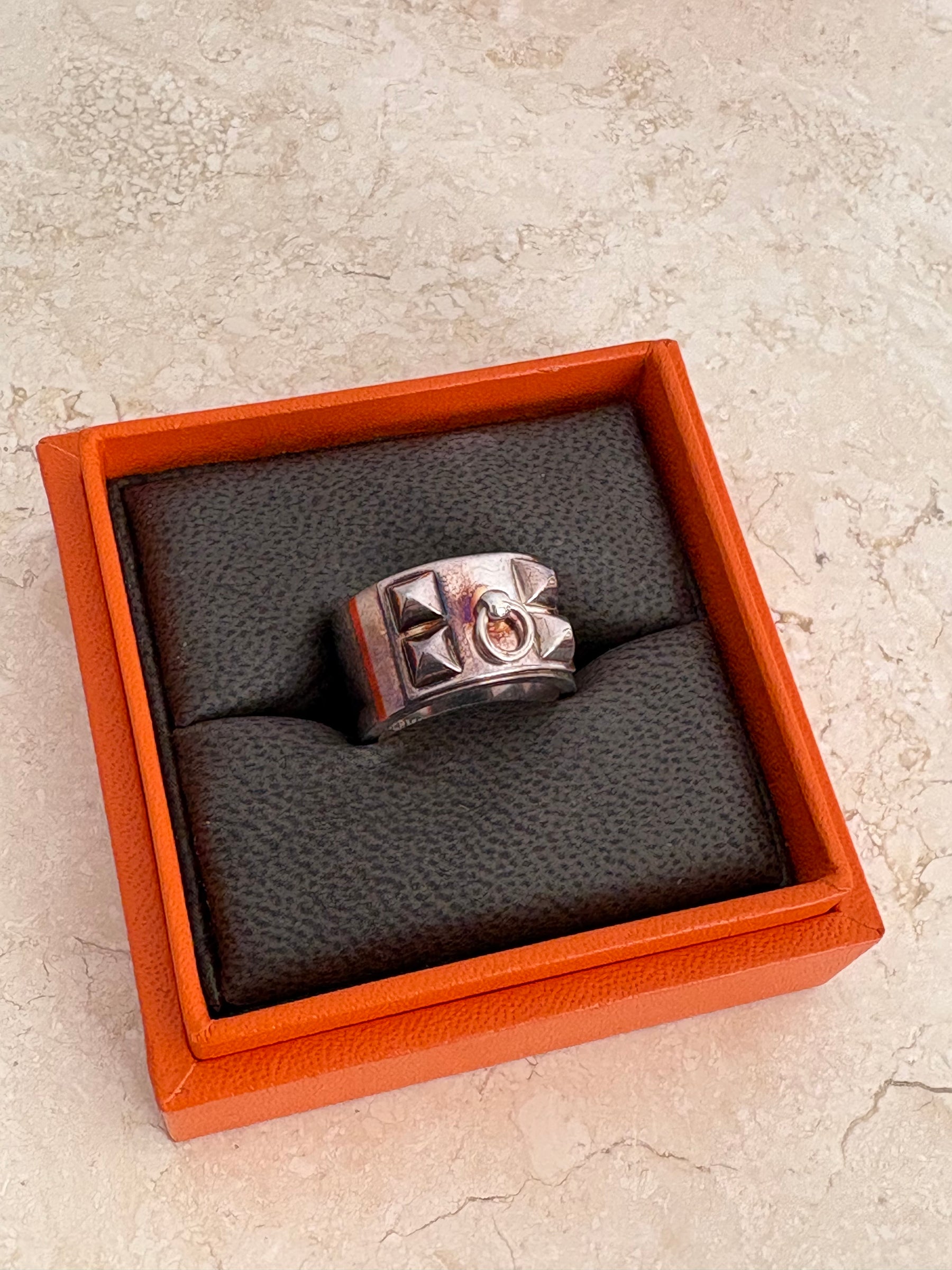 Hermès Silver Collier De Chien Ring, 52
