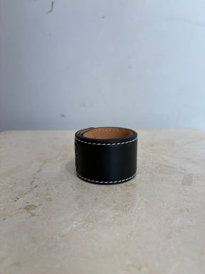 Loewe Anagram Snap Leather Bracelet Black, OS