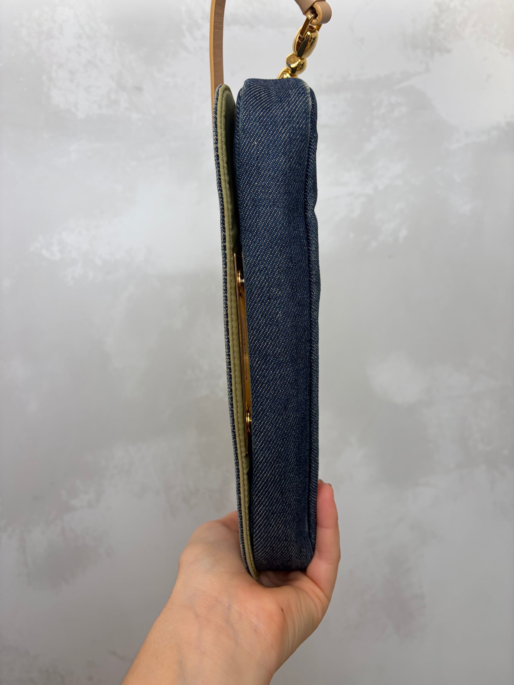 Dior Blue Denim Malice Pearl Shoulder Bag