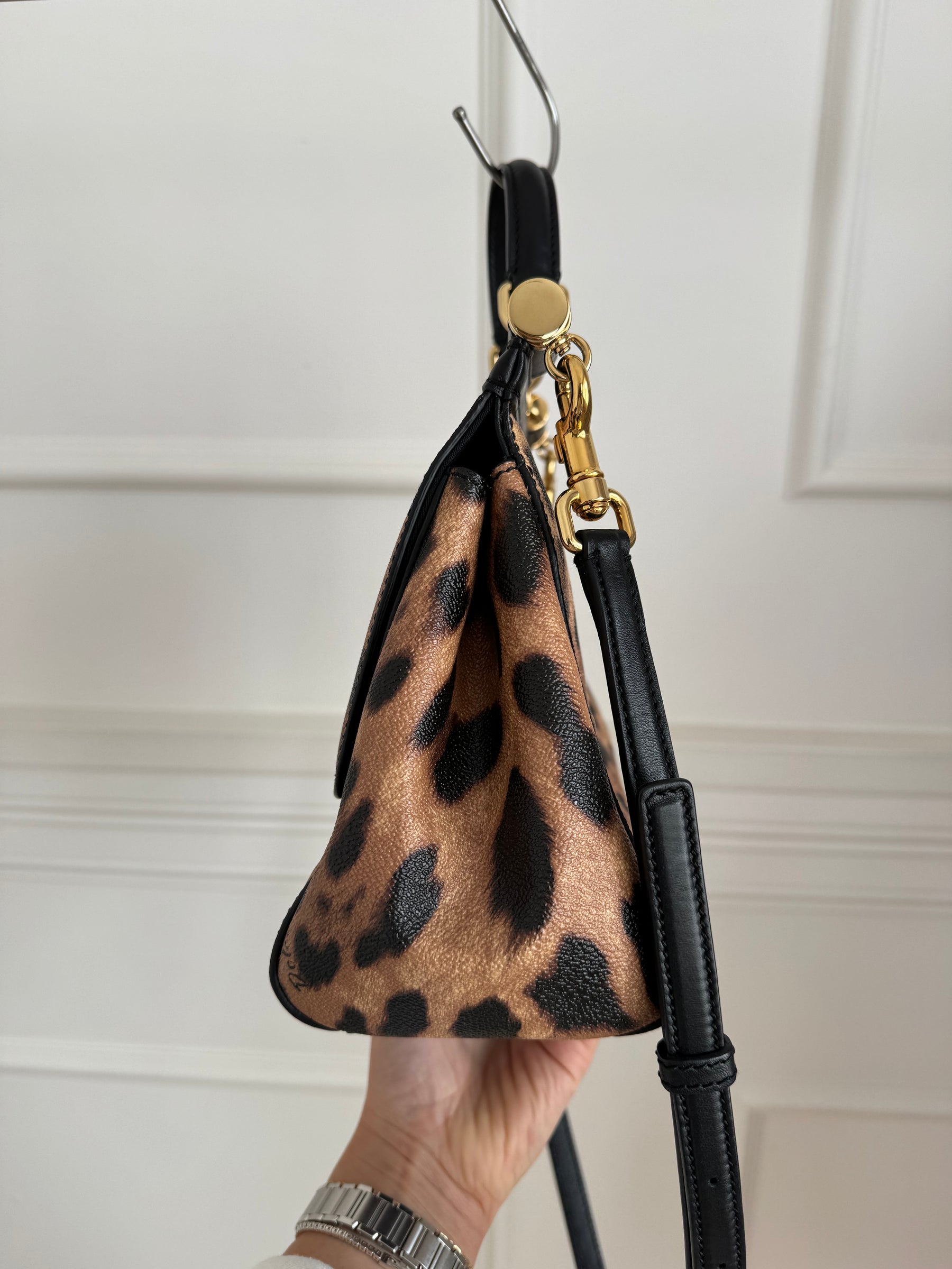 Dolce & Gabbana Leopard Print Coated Sicily Bag