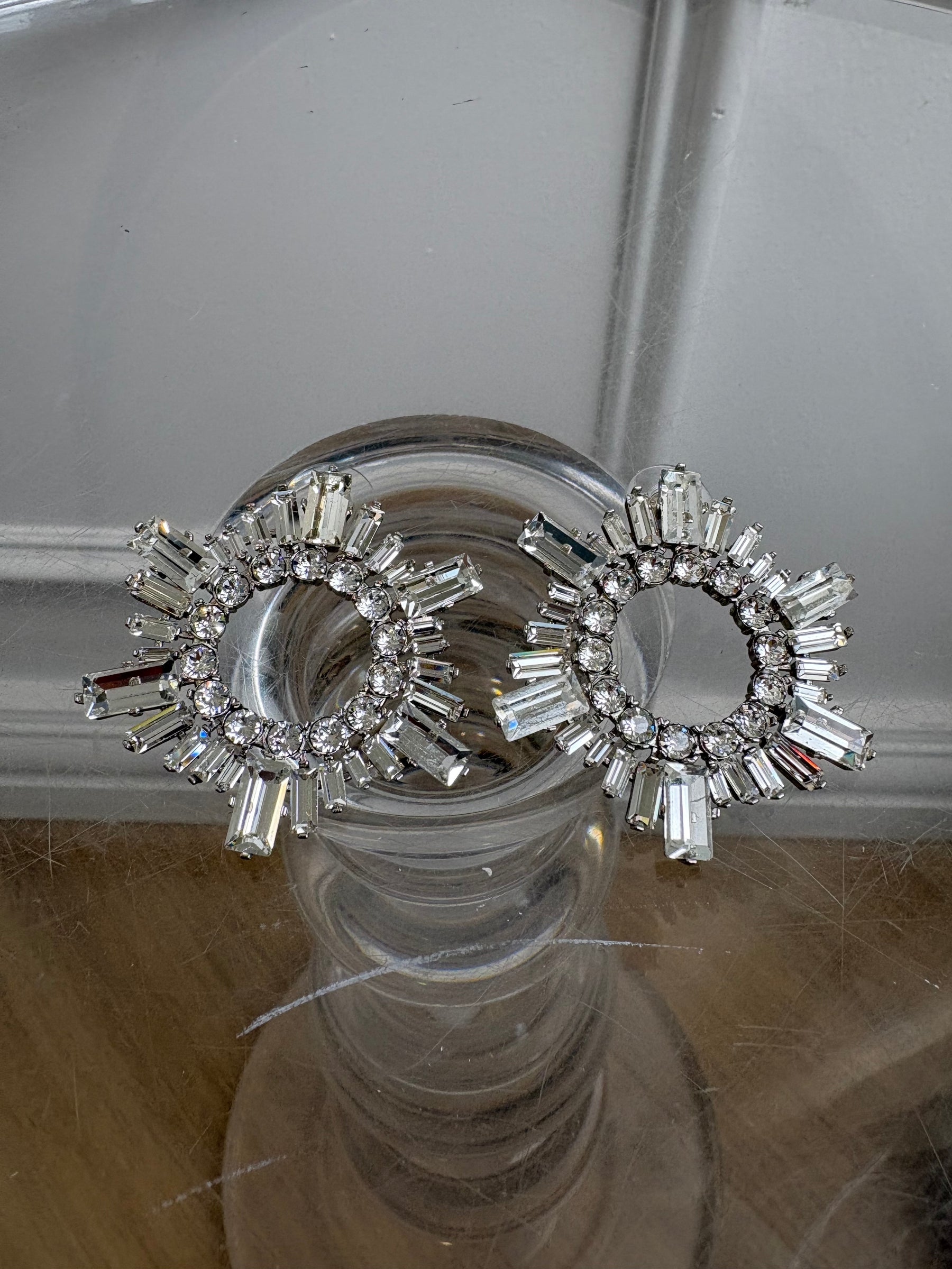 Amina Muaddi Silver Crystal Begum Mini Earrings