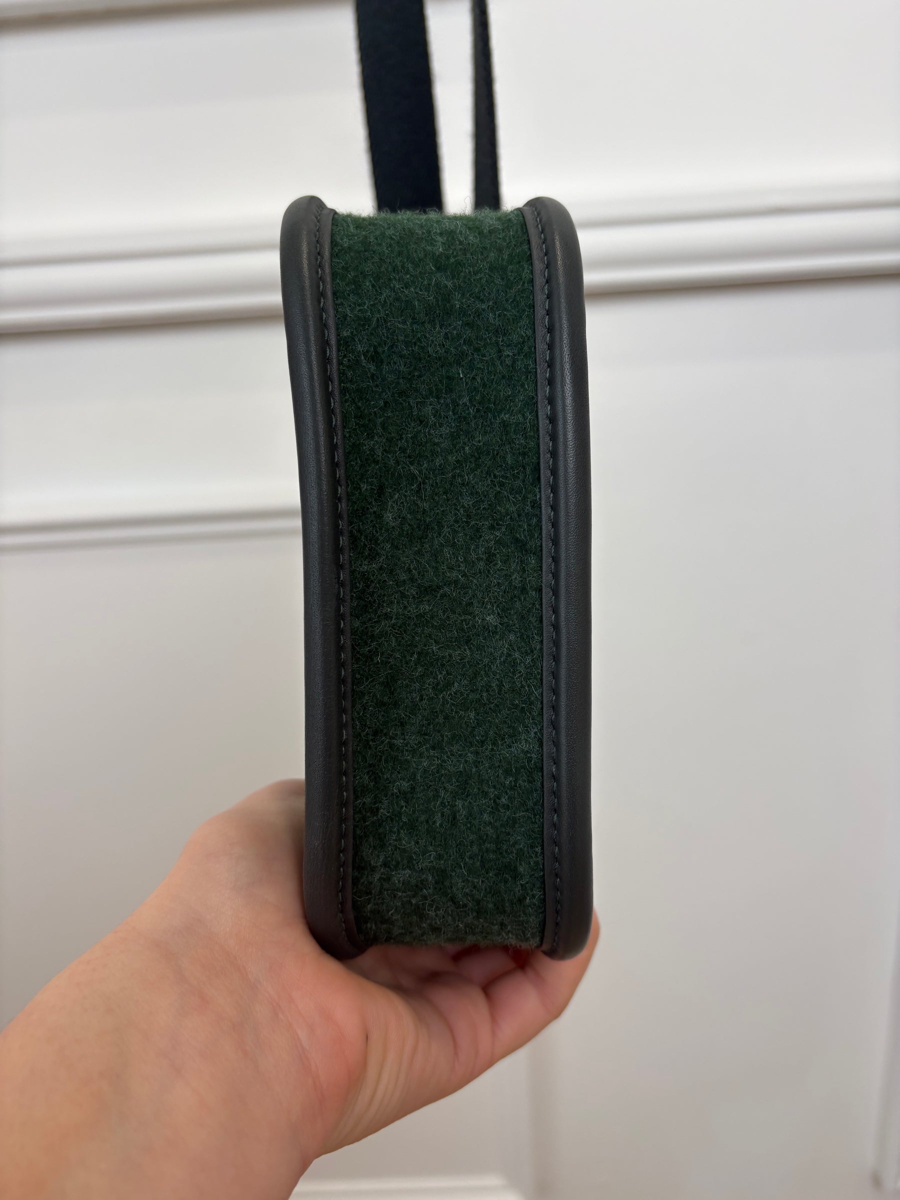 Hermès Green Felted Mini Evelyn Crossbody Bag