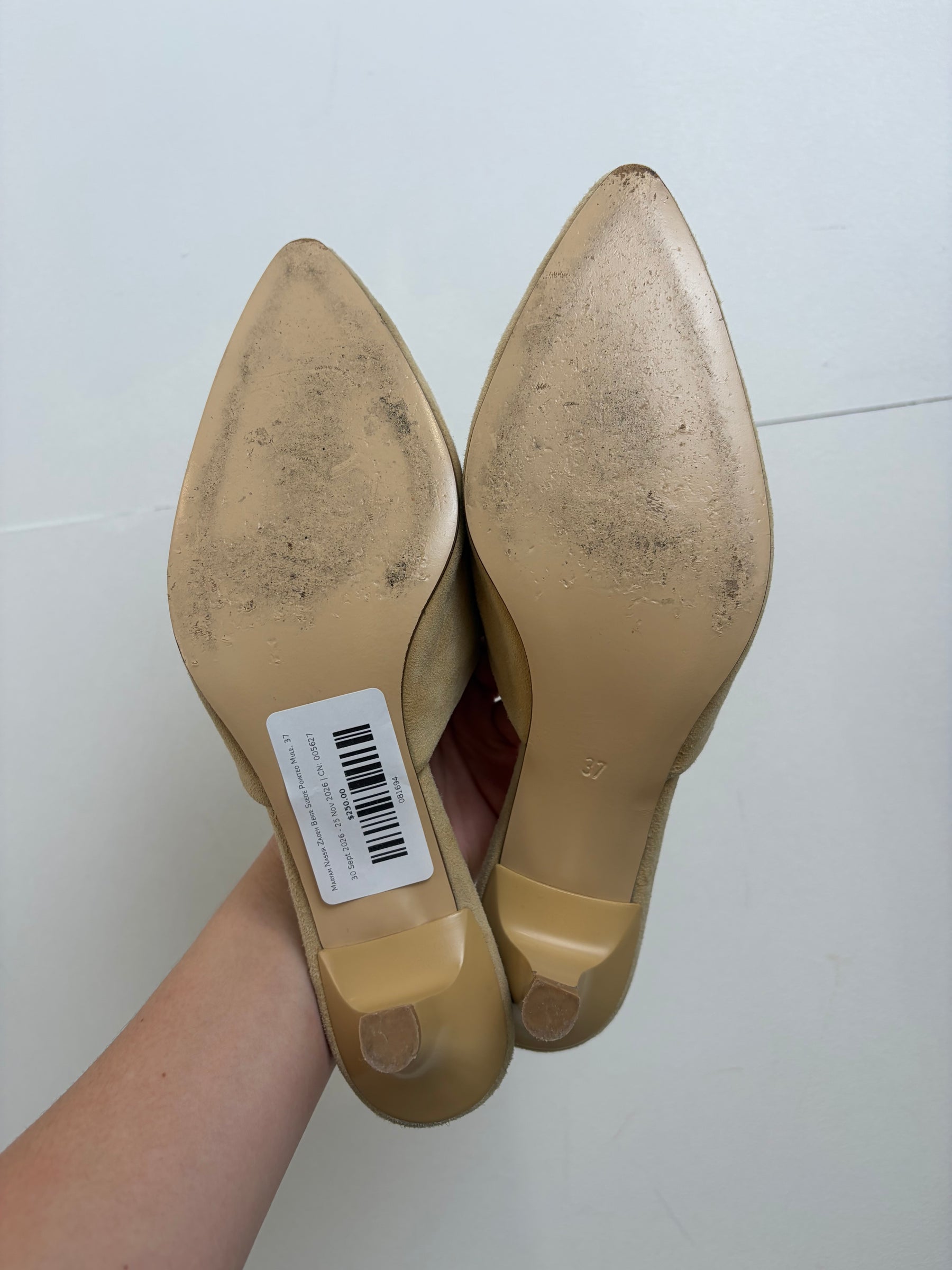Maryam Nassir Zadeh Beige Suede Pointed Mule, 37