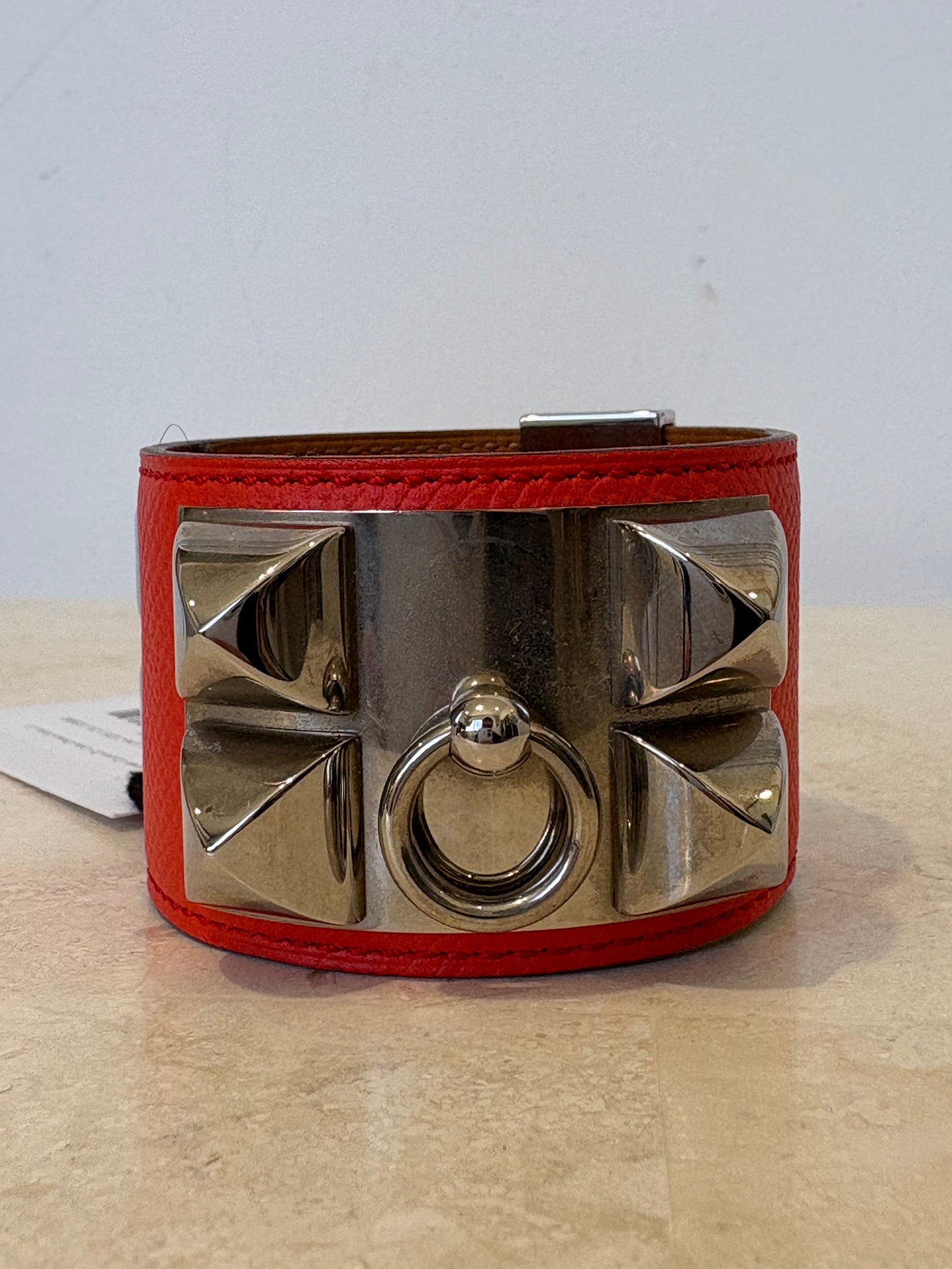 Hermès Collier De Chien Orange Silver, S