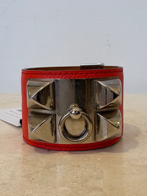 Hermès Collier De Chien Orange Silver, S