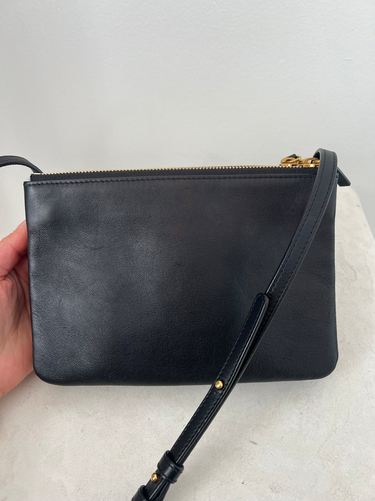 Céline Black Smooth Leather Small Trio Bag