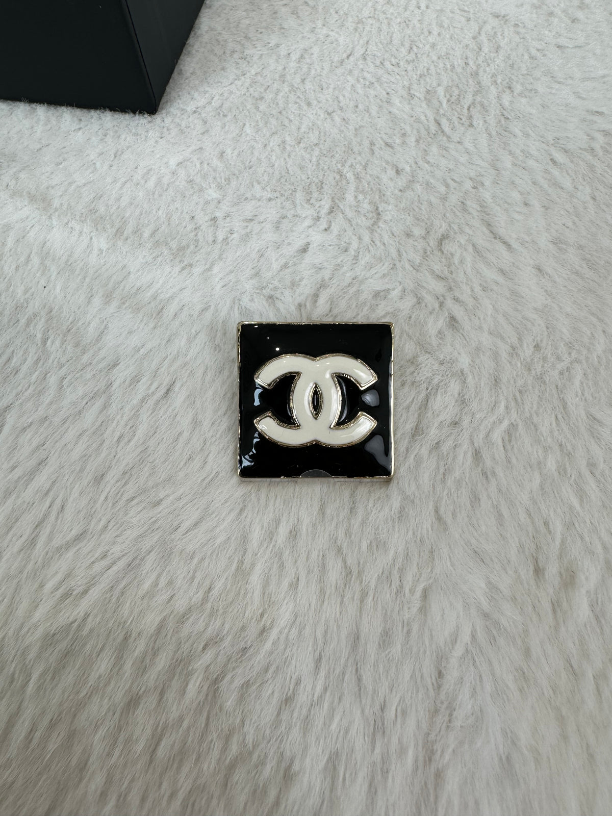 Chanel Black and White Logo Pin