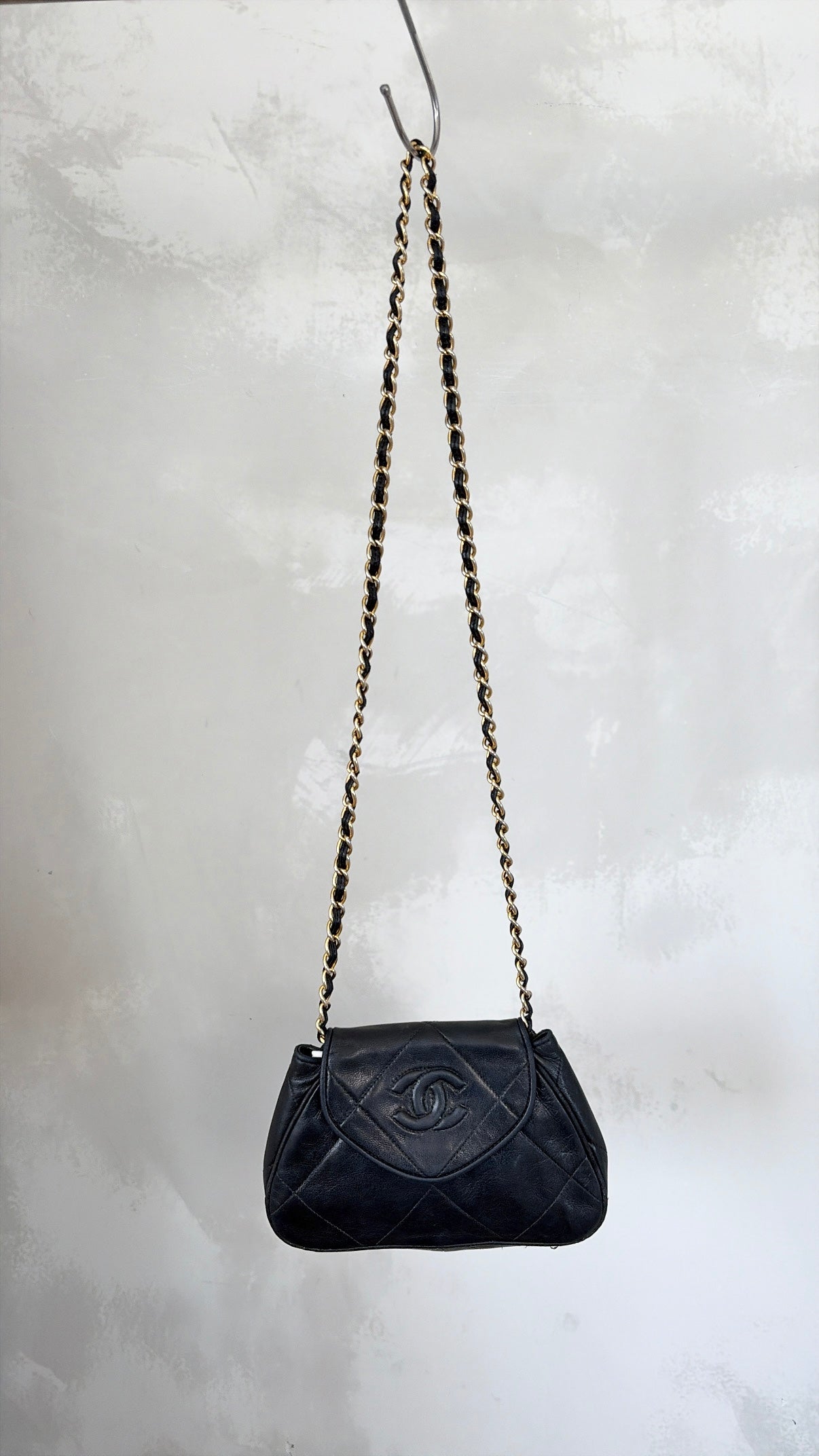 Chanel Vintage Mini Cross Body Bag Black GHW