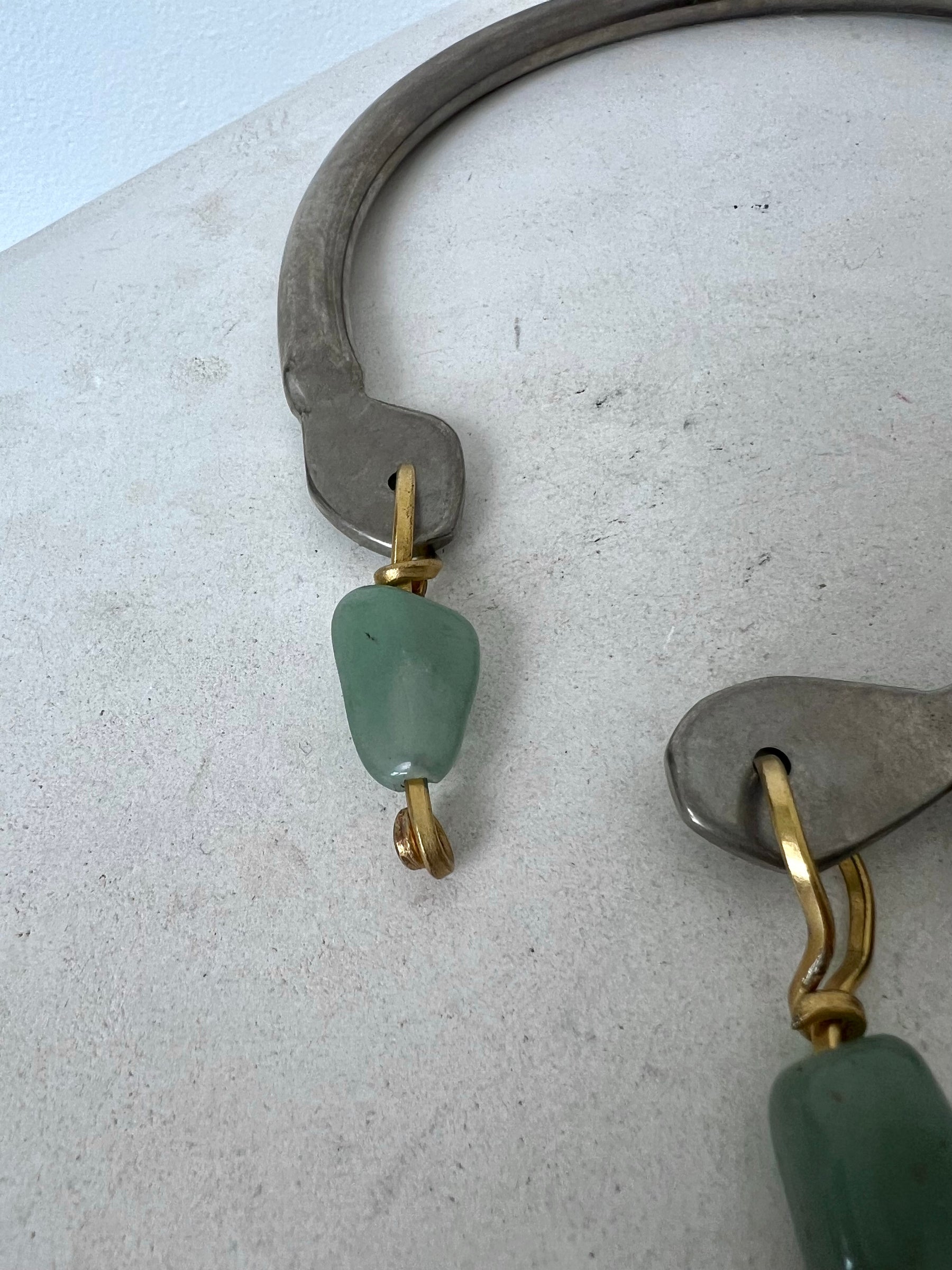 MARNI Metal and Jade Tone Collar Necklace