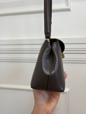 Totême Brown T-Lock Small leather clutch