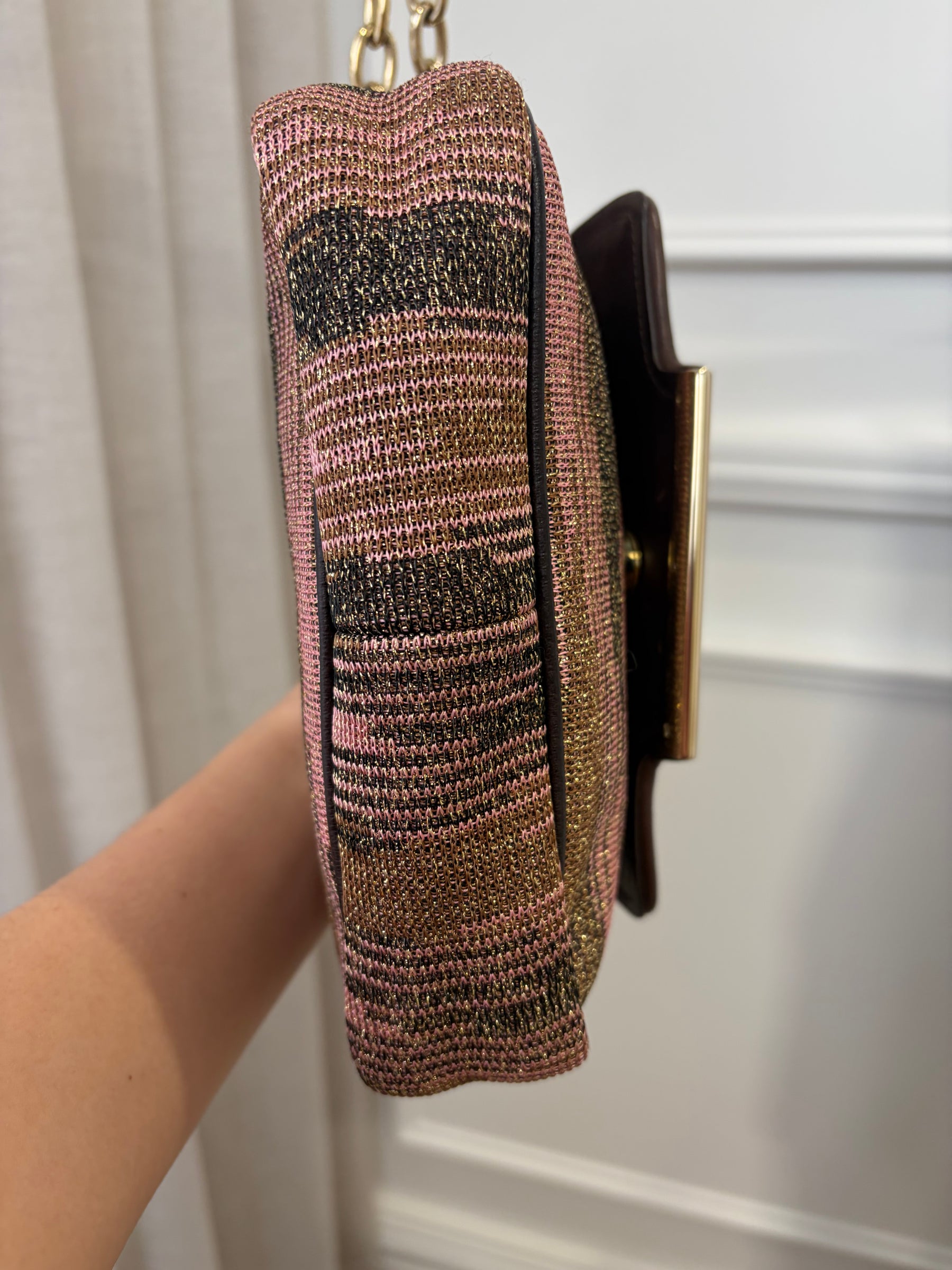 Missoni Pink And Gold Metallic Shoulder Bag
