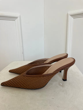 Scanlan Theodore Tan Woven Pointed Mules, 38