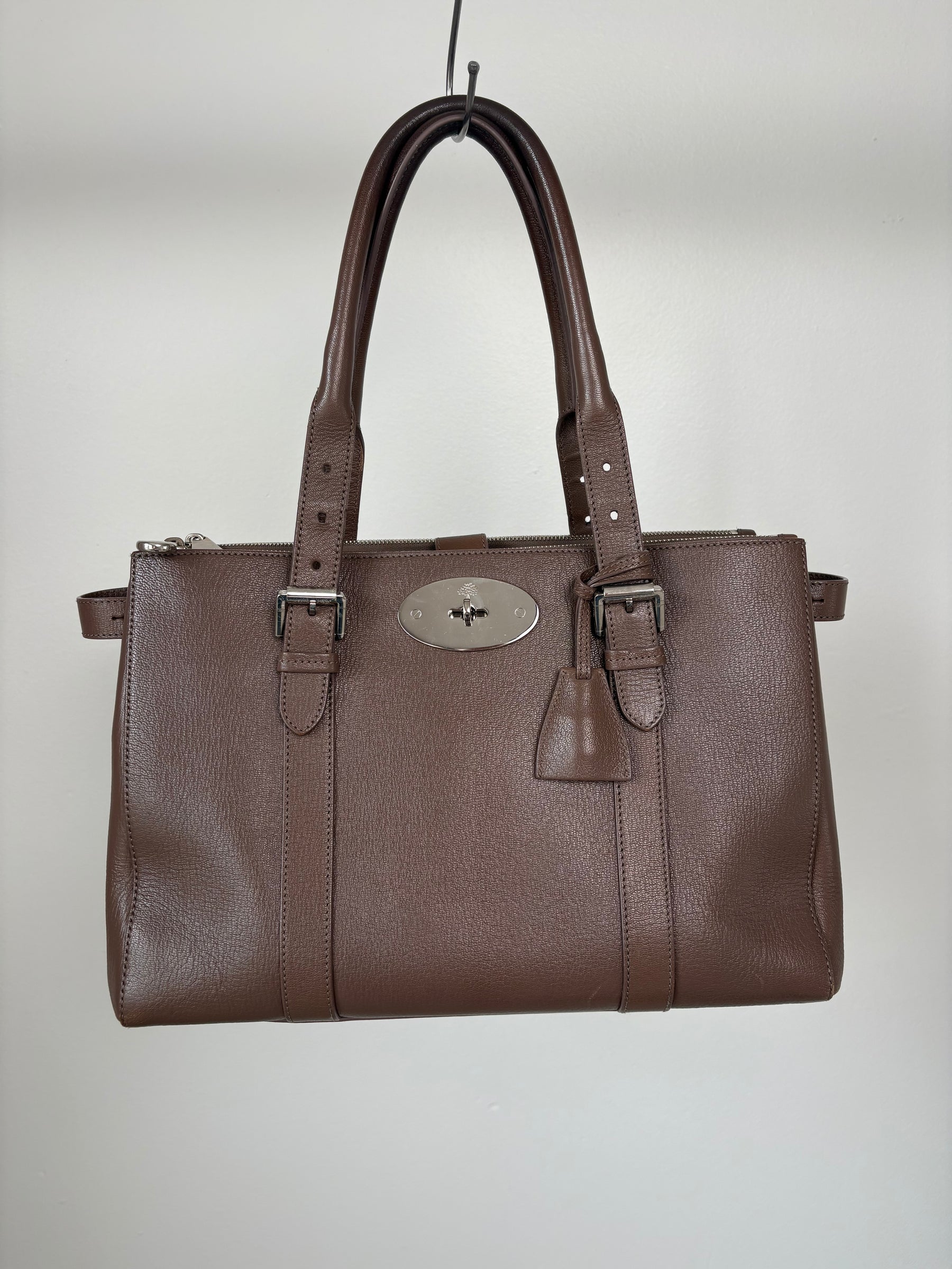 Mulberry Taupe Leather Double Zip Bayswater Tote