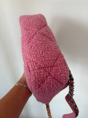 Chanel Pink Tweed Boucle Small 19 Bag