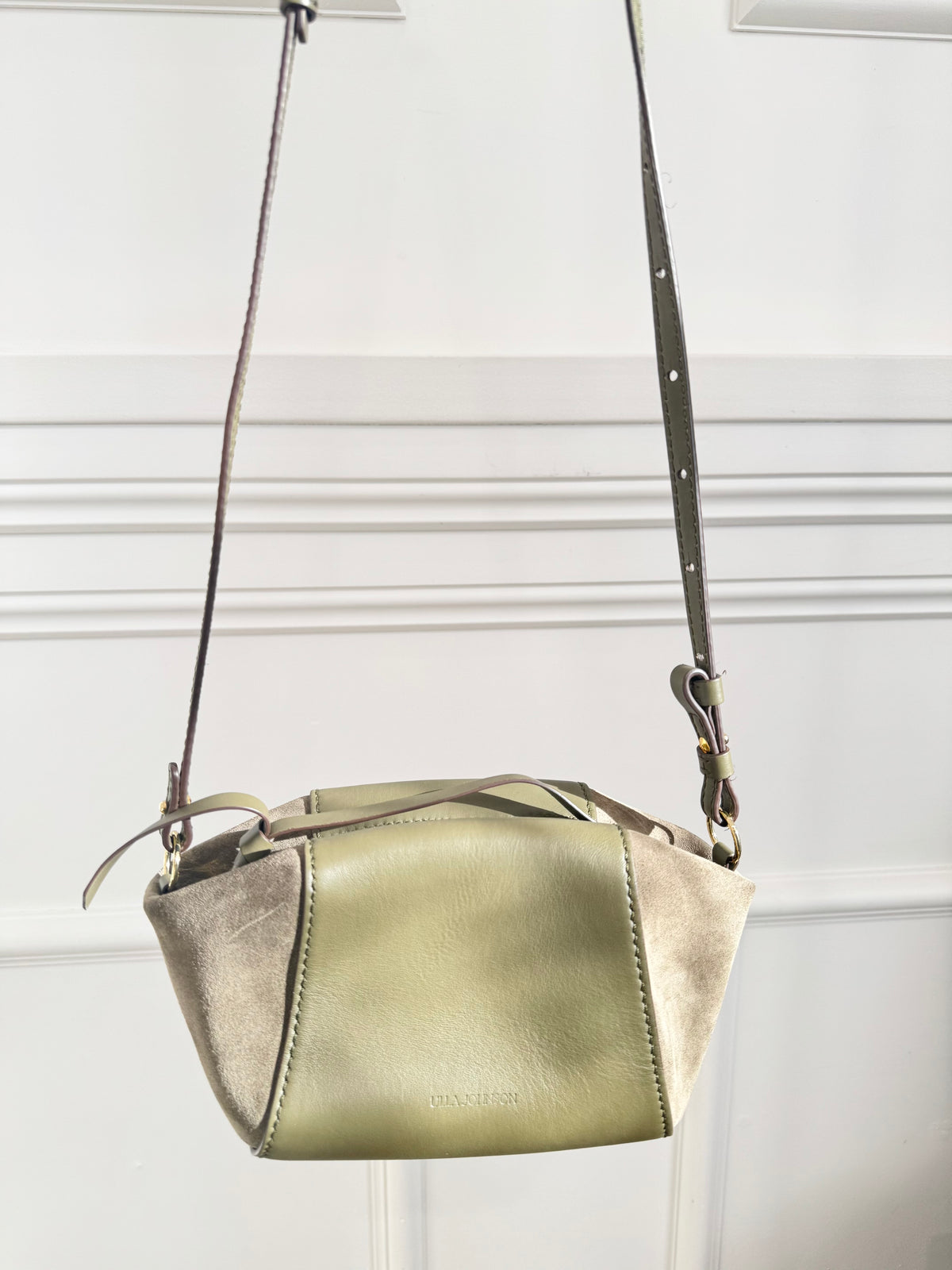Ulla Johnson Khaki Leather and Suede Crossbody Bag