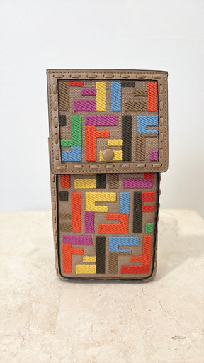 Fendi Tan Leather Multi Monogram Clip Pouch