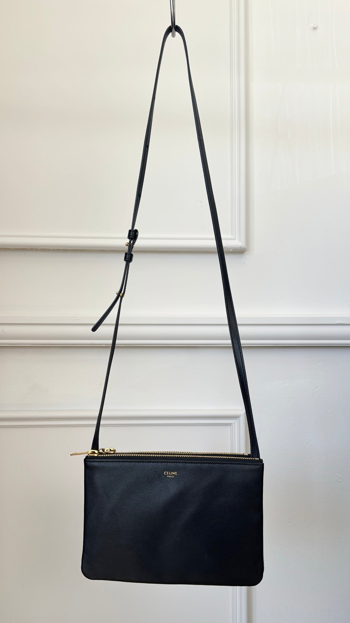 Celine Black Leather Trio Crossbody Bag