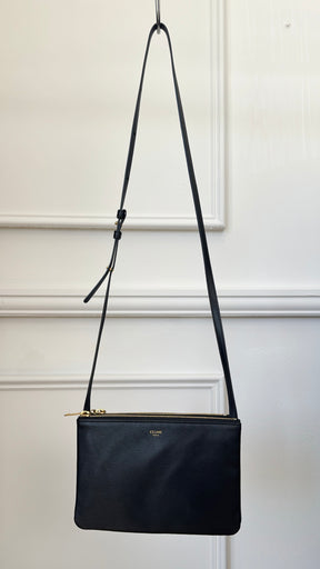 Celine Black Leather Trio Crossbody Bag