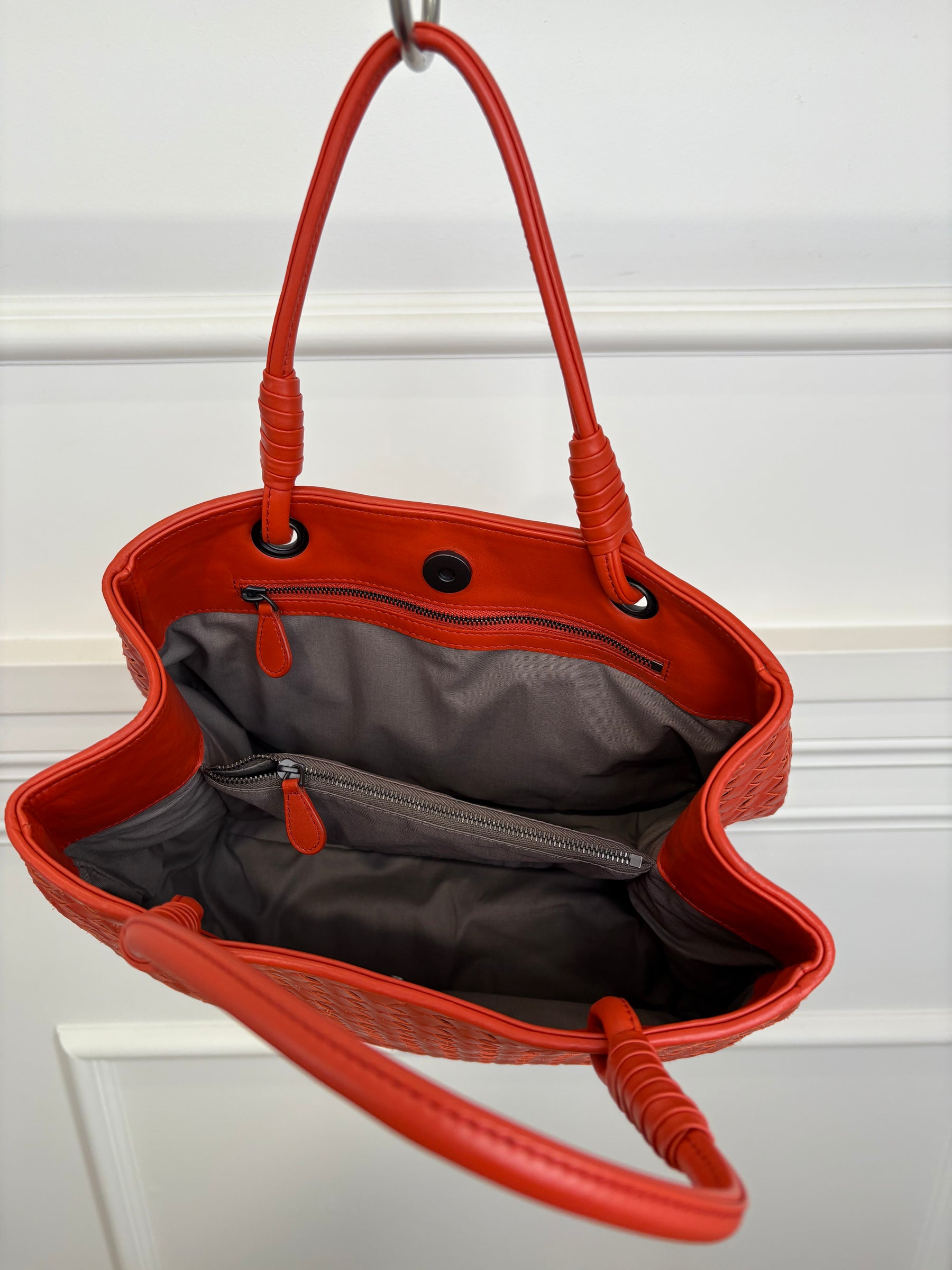 Bottega Veneta Orange Intrecciato Leather Mini Tote