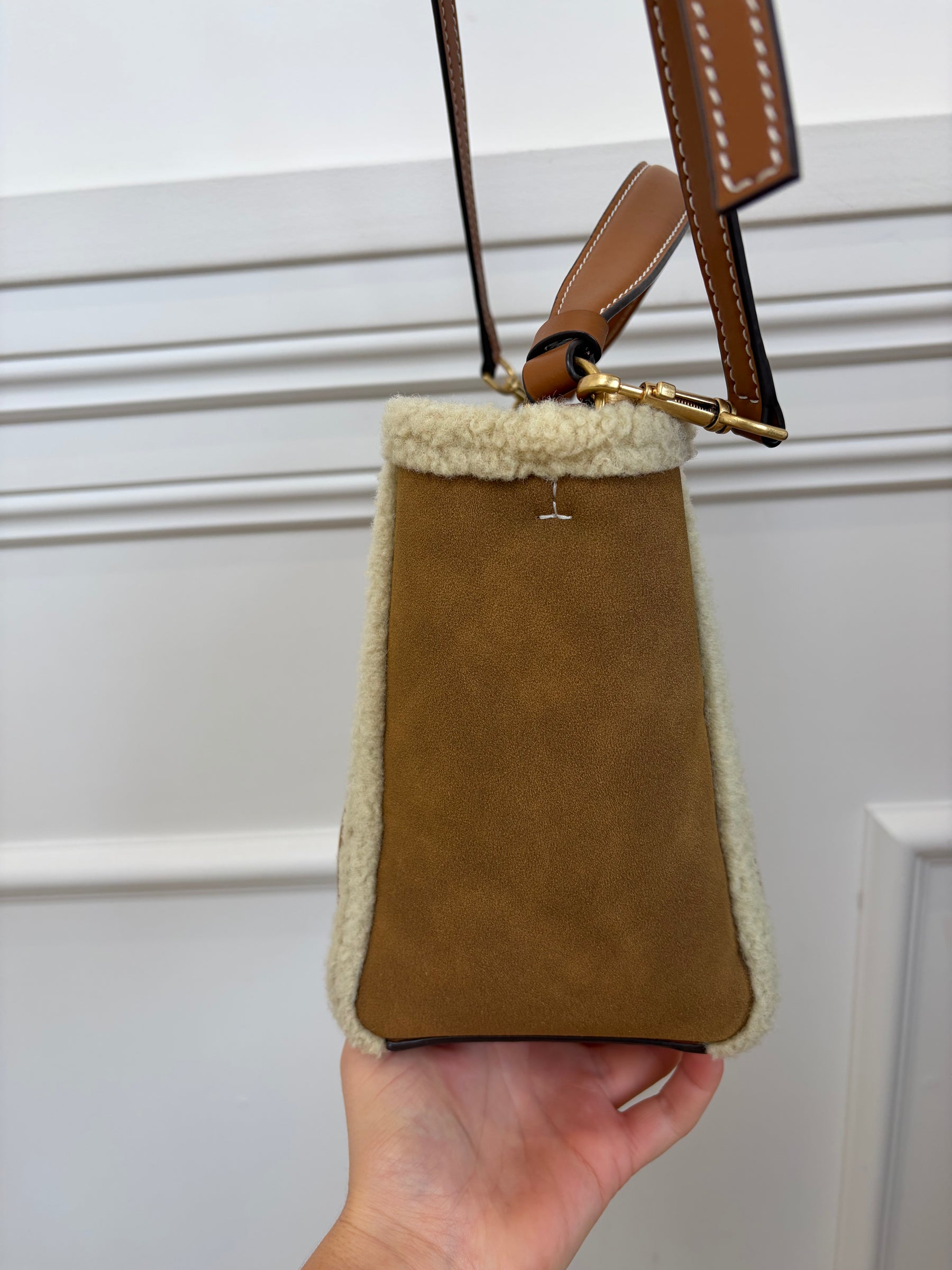 Tory Burch Small Shearling Bucket Bag