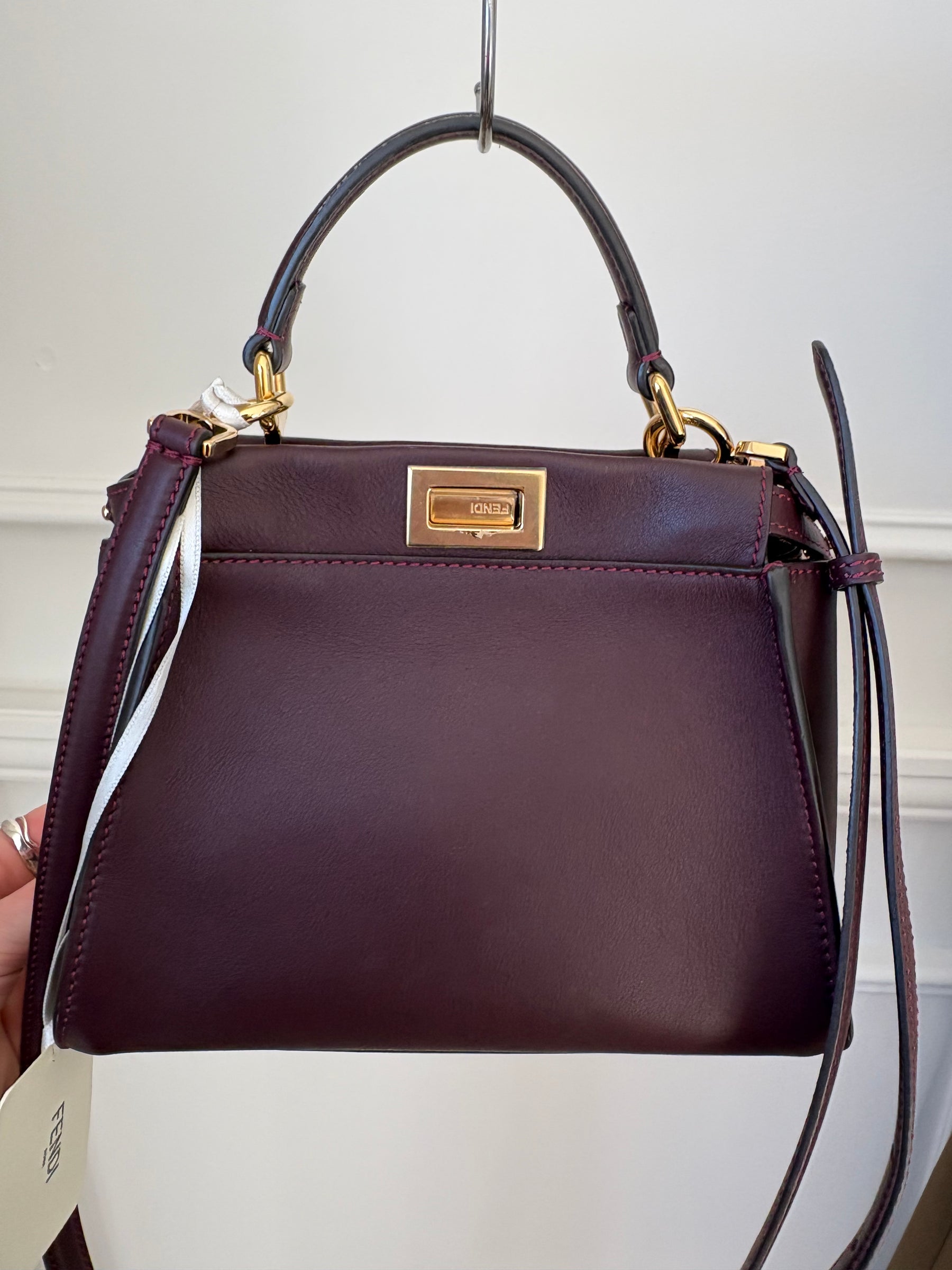 Fendi Peekaboo Mini Bag In Burgundy