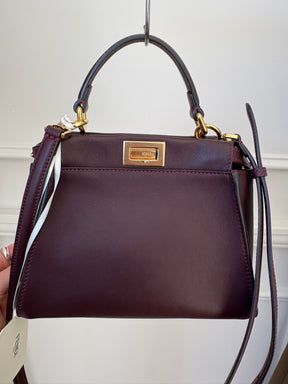 Fendi Peekaboo Mini Bag In Burgundy