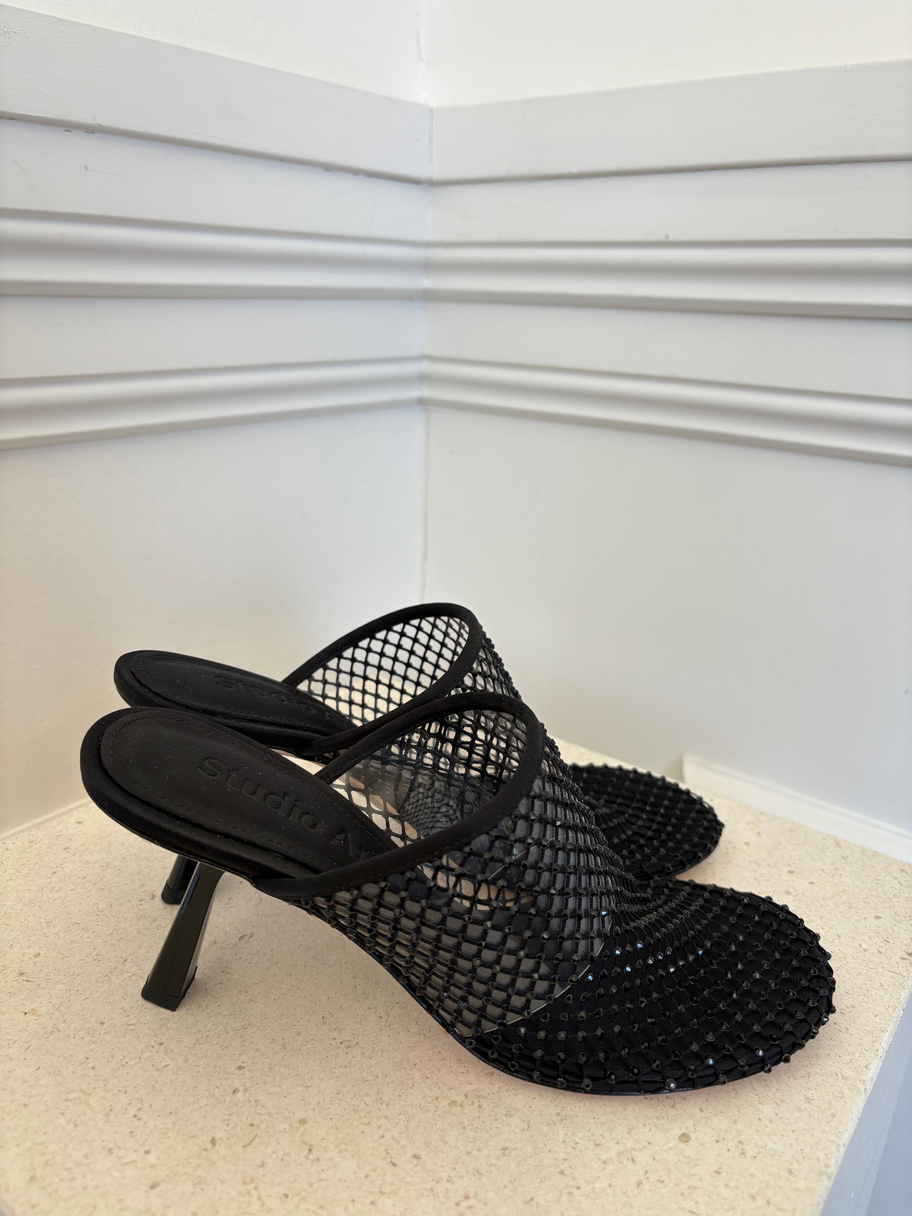 Studio Amelia Mesh Cryal Mules, 37