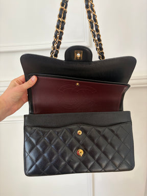 Chanel Black Caviar Leather Jumbo Classic Double Flap