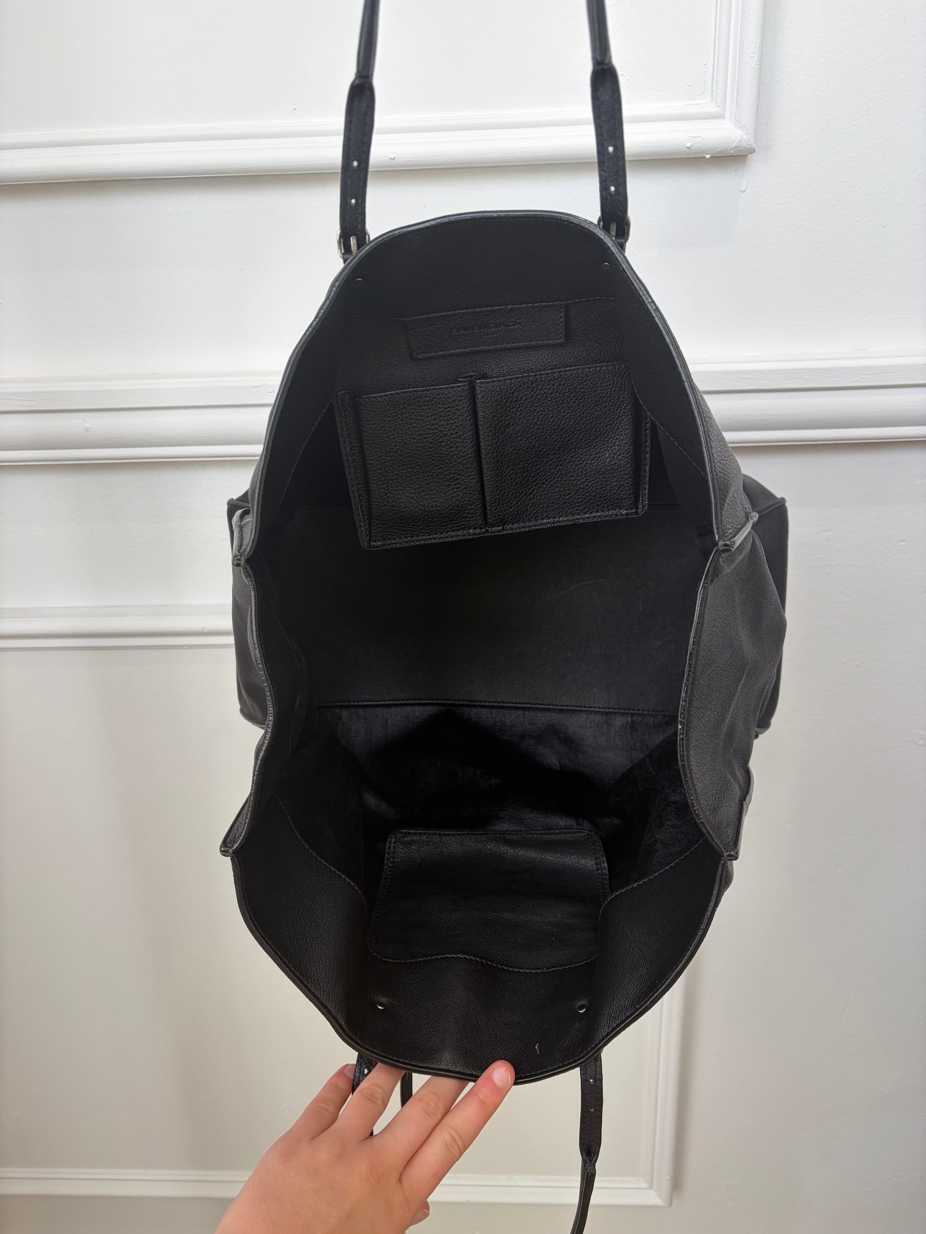 Balenciaga Black Leather Papier Tote