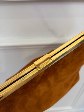 Khaite Brown Suede Augusta Crossbody Clutch