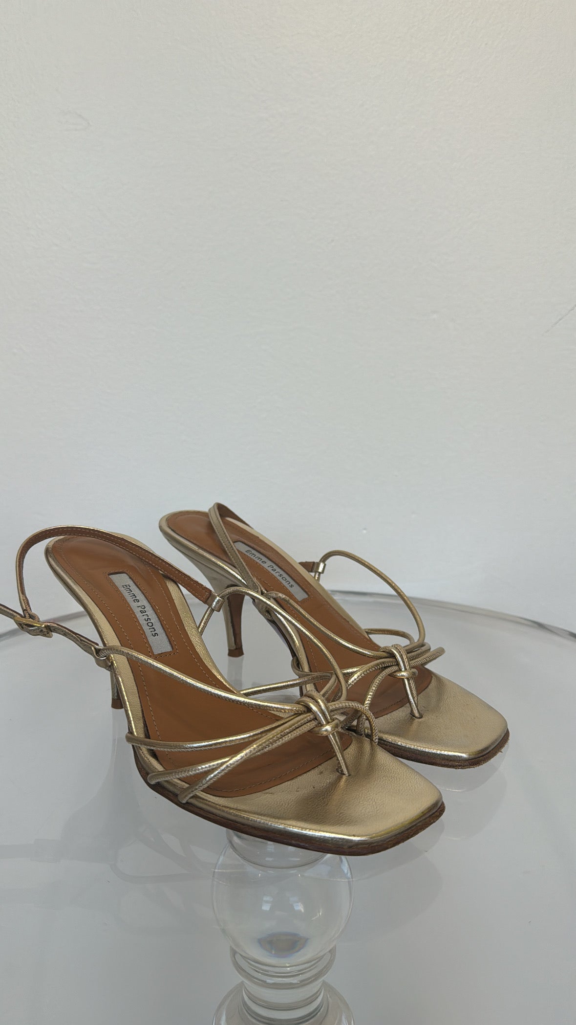 Emme Parsons Gold Strappy Heeled Sandals, 37