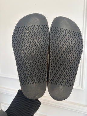 Hermès Beige Suede Key Mules, 38